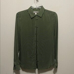 Banana Republic Lime and Black Striped Silk Shirt